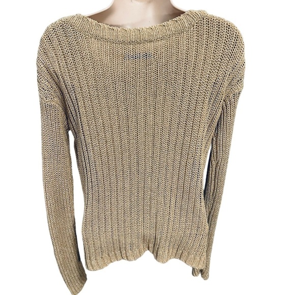 ALICE + OLIVIA Cotton Blend Round Neck Beige Girl Sweater Loose Knit Small Coast - Picture 4 of 6